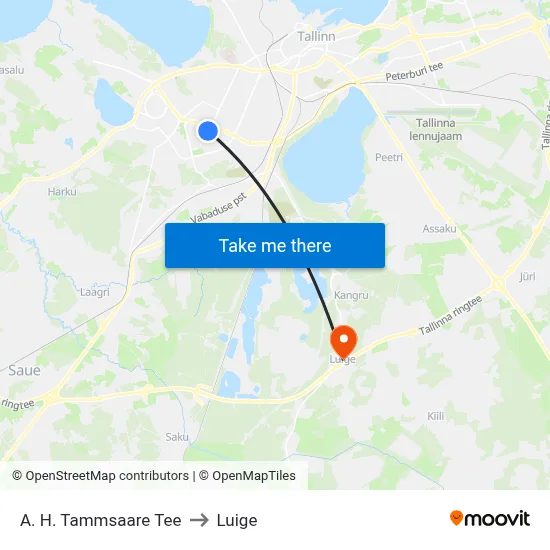A. H. Tammsaare Tee to Luige map