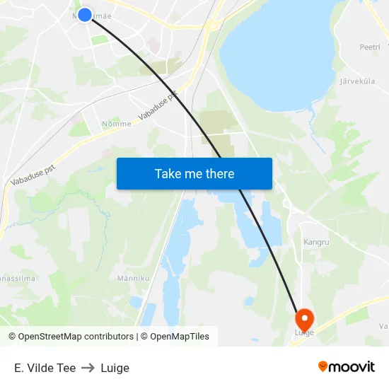 E. Vilde Tee to Luige map