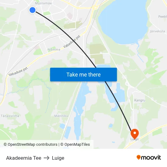 Akadeemia Tee to Luige map