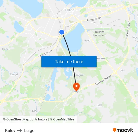 Kalev to Luige map