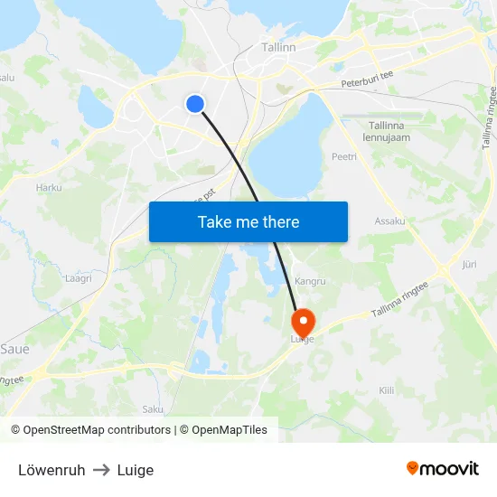 Löwenruh to Luige map