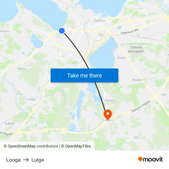 Looga to Luige map
