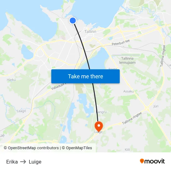 Erika to Luige map