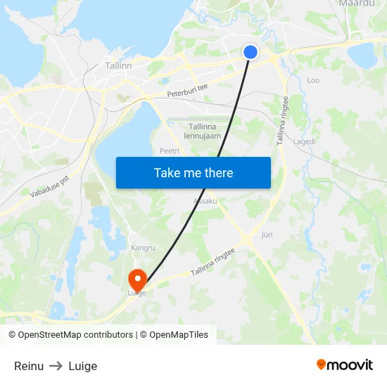 Reinu to Luige map