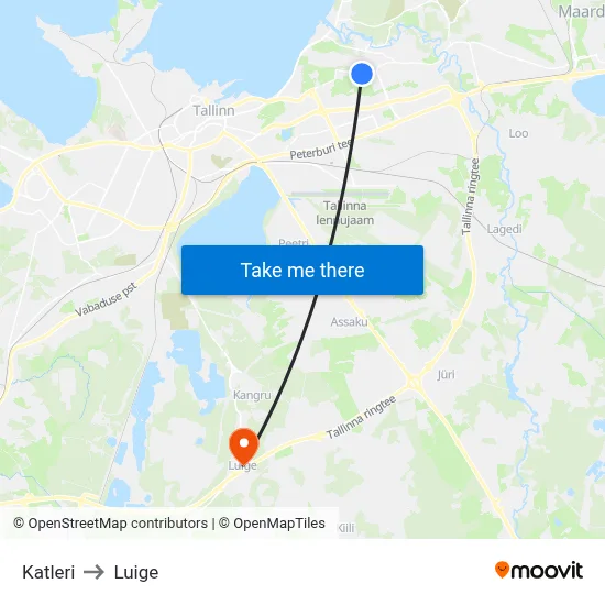 Katleri to Luige map