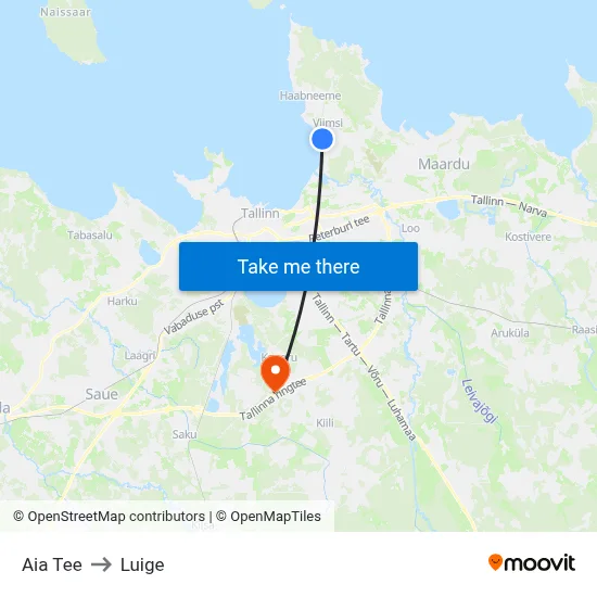 Aia Tee to Luige map