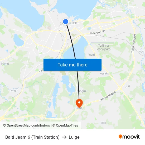 Balti Jaam 6 (Train Station) to Luige map