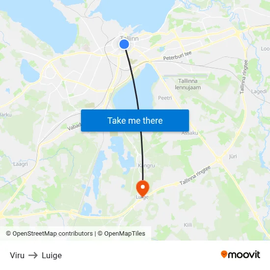 Viru to Luige map
