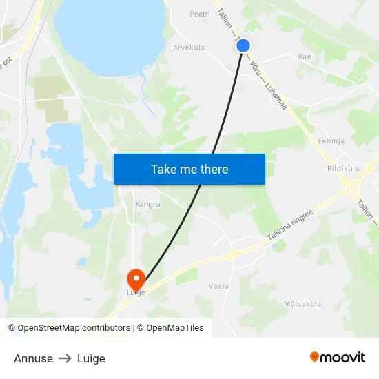 Annuse to Luige map