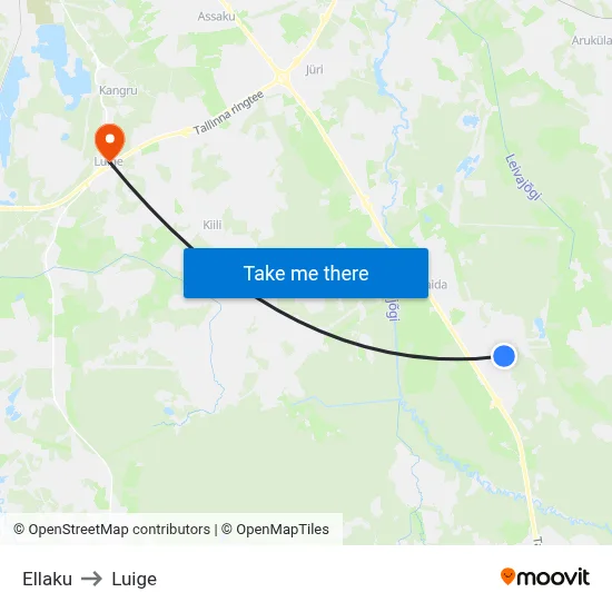 Ellaku to Luige map
