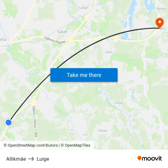 Allikmäe to Luige map