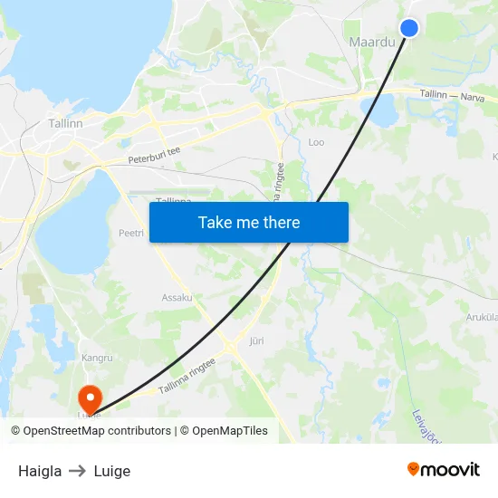 Haigla to Luige map