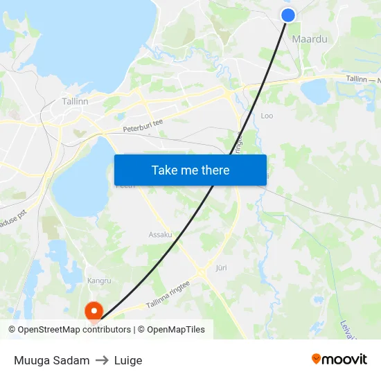 Muuga Sadam to Luige map