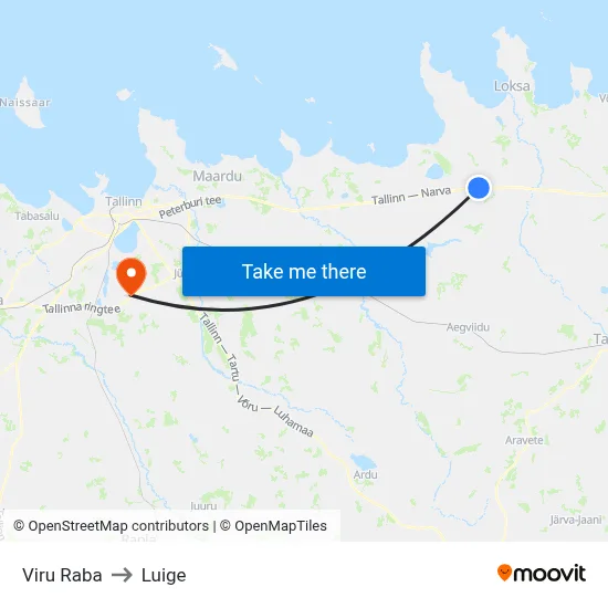 Viru Raba to Luige map
