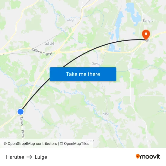 Harutee to Luige map