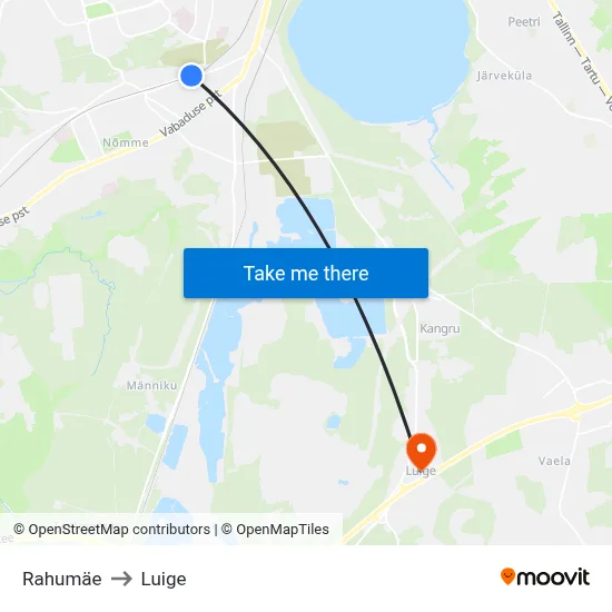 Rahumäe to Luige map