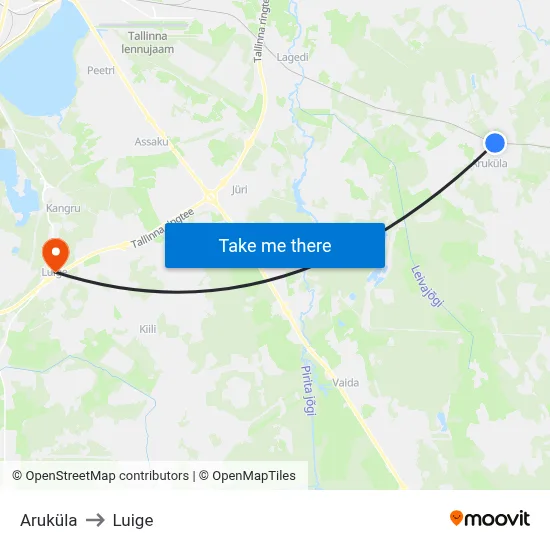 Aruküla to Luige map