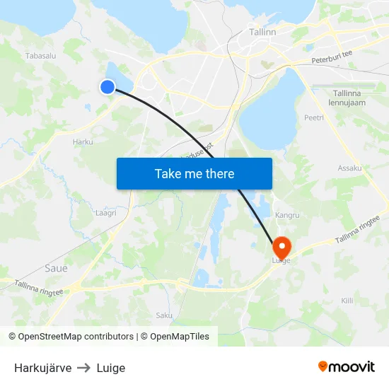 Harkujärve to Luige map