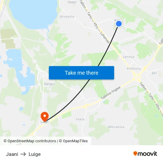 Jaani to Luige map