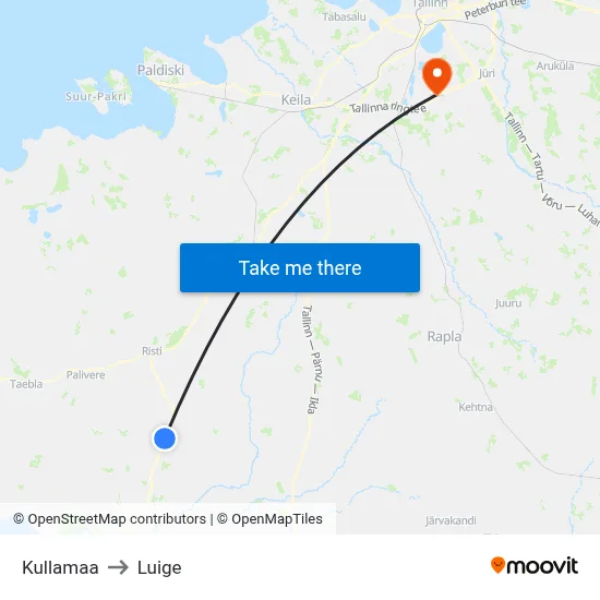 Kullamaa to Luige map