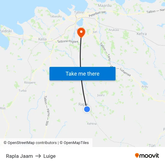 Rapla Jaam to Luige map
