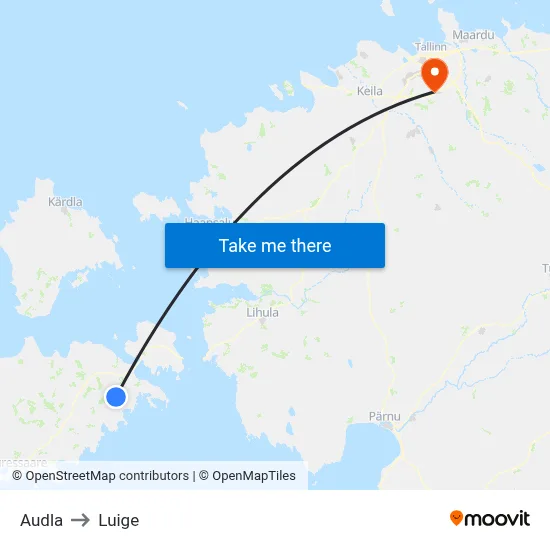 Audla to Luige map