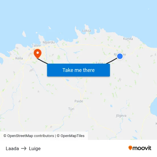 Laada to Luige map