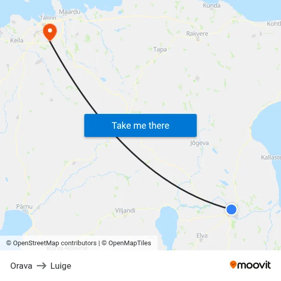 Orava to Luige map