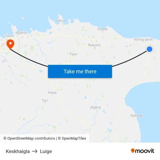 Keskhaigla to Luige map