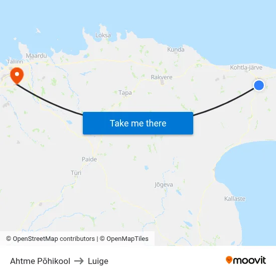 Ahtme Põhikool to Luige map