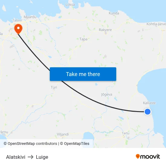 Alatskivi to Luige map