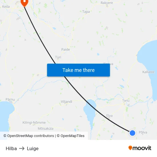 Hilba to Luige map