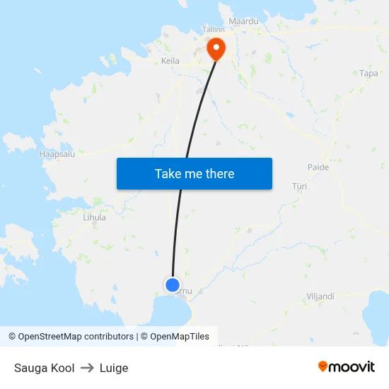 Sauga Kool to Luige map