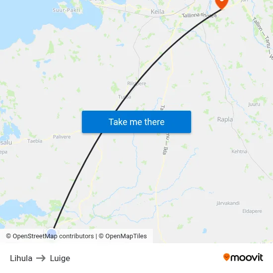 Lihula to Luige map