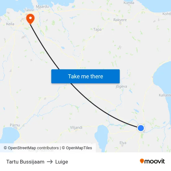 Tartu Bussijaam to Luige map