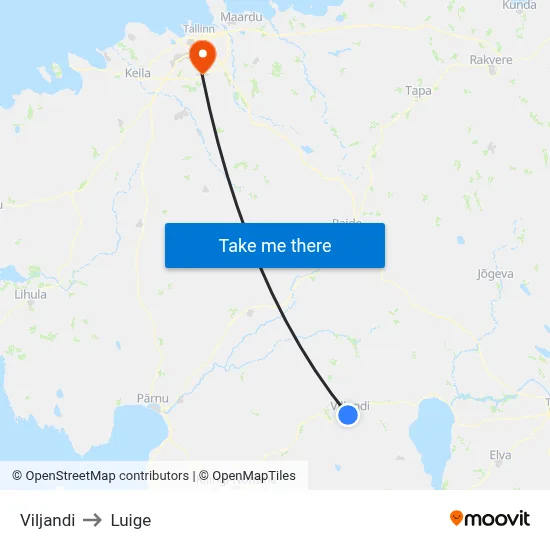 Viljandi to Luige map