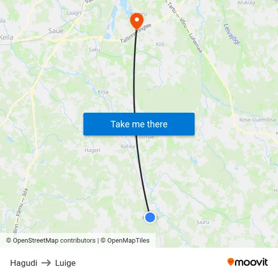 Hagudi to Luige map