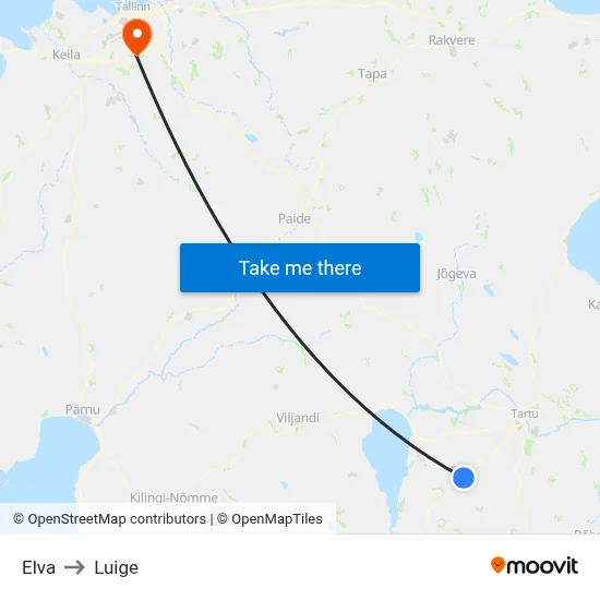 Elva to Luige map