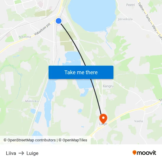 Liiva to Luige map