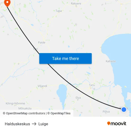Halduskeskus to Luige map
