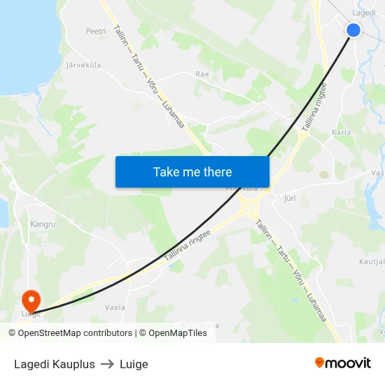Lagedi Kauplus to Luige map