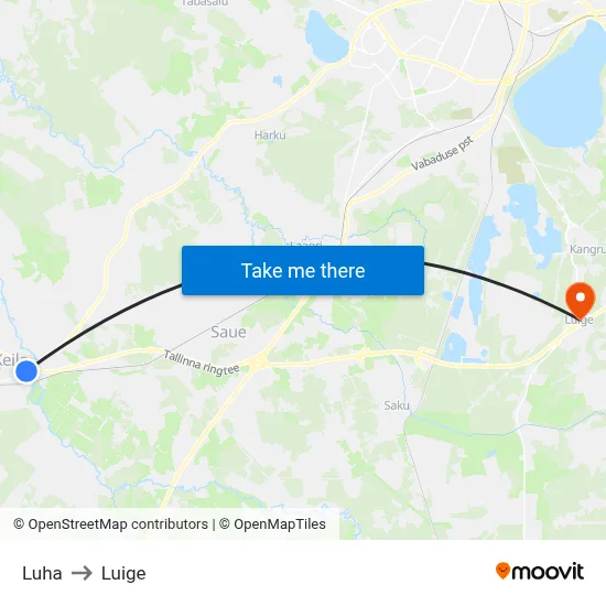 Luha to Luige map