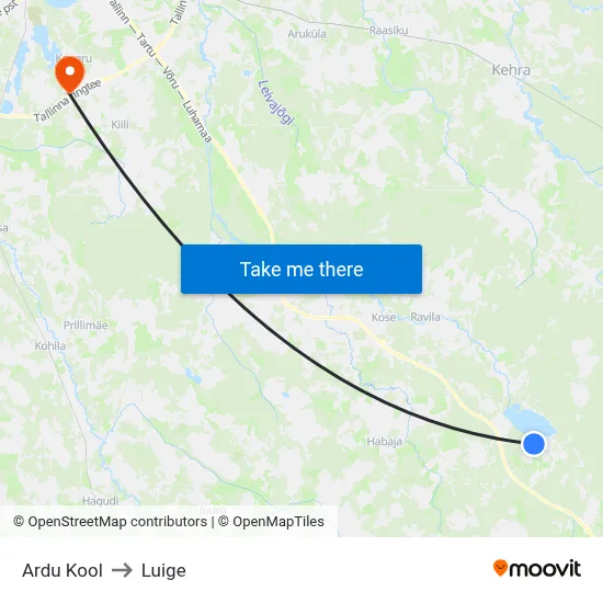 Ardu Kool to Luige map