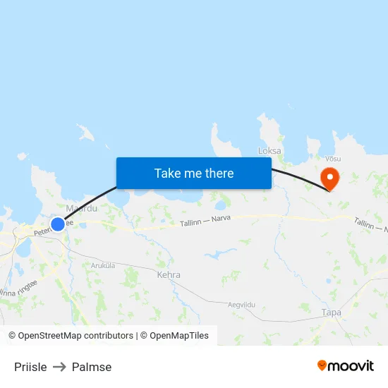 Priisle to Palmse map