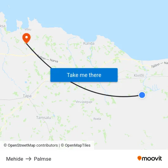 Mehide to Palmse map