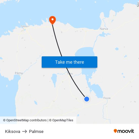 Kiksova to Palmse map