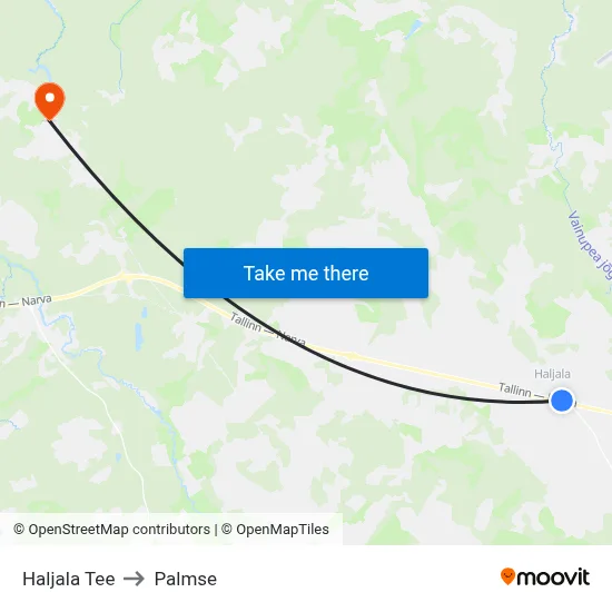 Haljala Tee to Palmse map