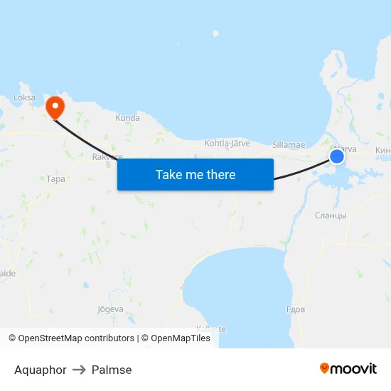 Aquaphor to Palmse map