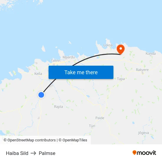Haiba Sild to Palmse map
