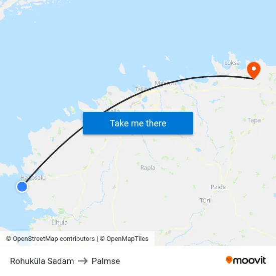 Rohuküla Sadam to Palmse map